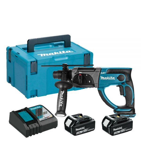 Makita DHR202RMJ Cordless 18V LXT 20mm SDS+ Rotary Hammer Drill with 2x 4Ah Batteries, Charger and MAKPAC Type 3 Carry Case
