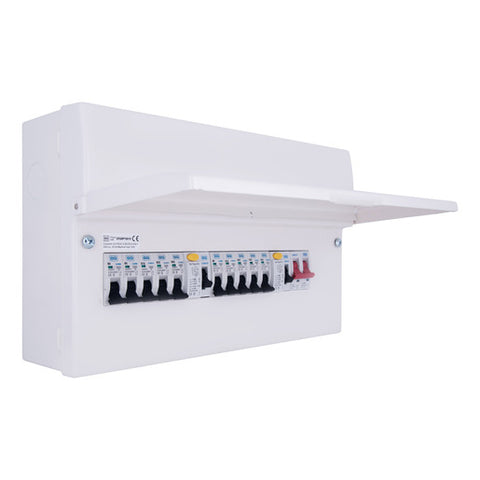 BG 10-Way RCD Metal Consumer Unit 100A Dual RCD fully populated with MCBs