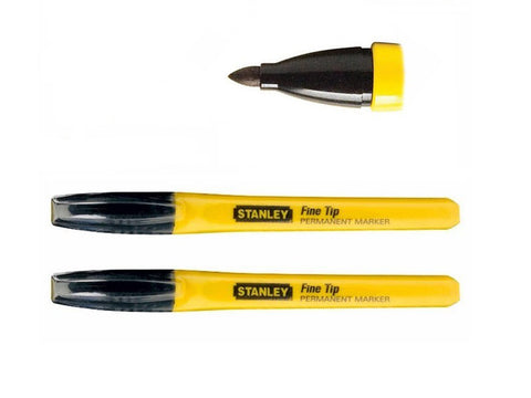 Stanley fine tip black marker pen twin pack